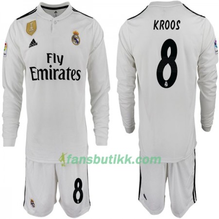 Fotballdrakt Real Madrid KROOS 8 Barn Hjemmetrøye 2018-2019 Langermet